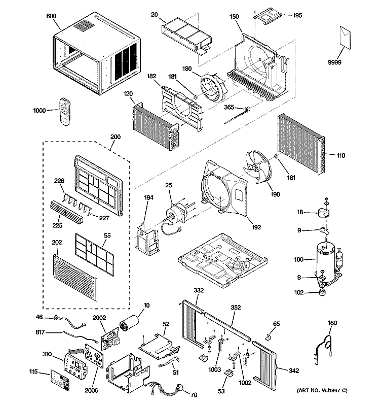 ROOM AIR CONDITIONER Diagram and Parts List for AGM24DHG1  General Electric Air Conditioner