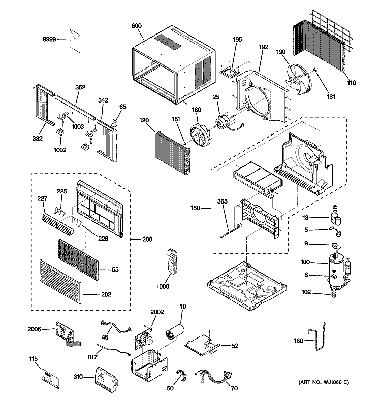 ROOM AIR CONDITIONER Diagram and Parts List for AGW10ABG1  General Electric Air Conditioner