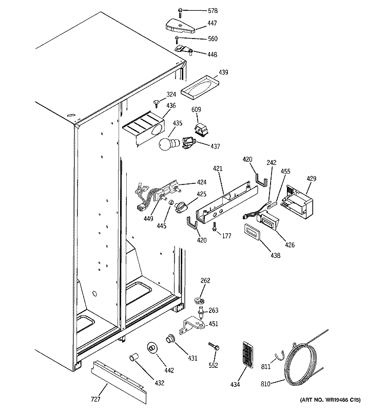 FRESH FOOD SECTION Diagram and Parts List for GSG20IESAFWW  General Electric Refrigerator