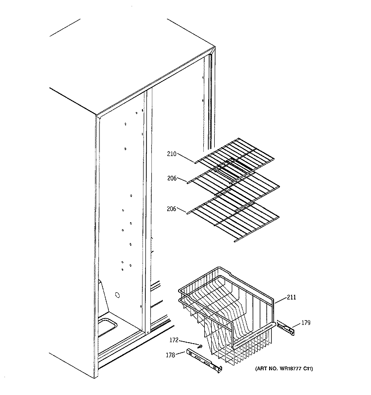 FREEZER SHELVES Diagram and Parts List for GSG25IEPHFWW  General Electric Refrigerator