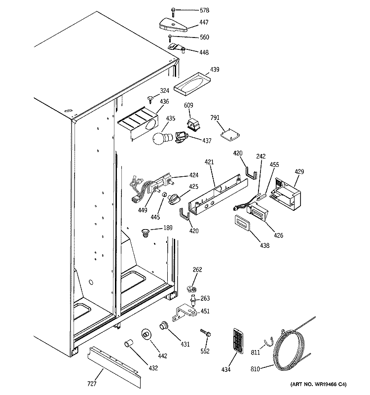 FRESH FOOD SECTION Diagram and Parts List for GSG25IEPHFWW  General Electric Refrigerator