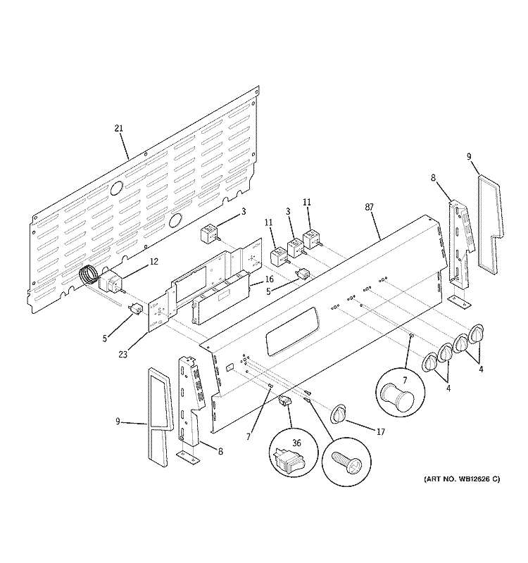 CONTROL PANEL Diagram and Parts List for JCP67F2WW  General Electric Range