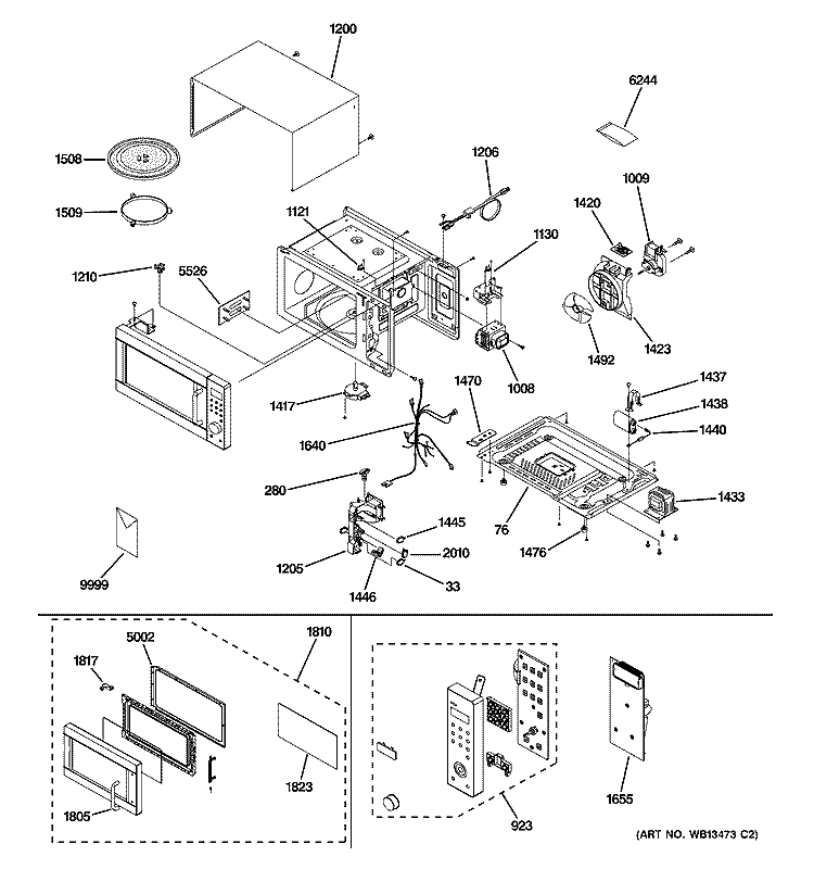 MICROWAVE Diagram and Parts List for JES1344SK01  General Electric Microwave