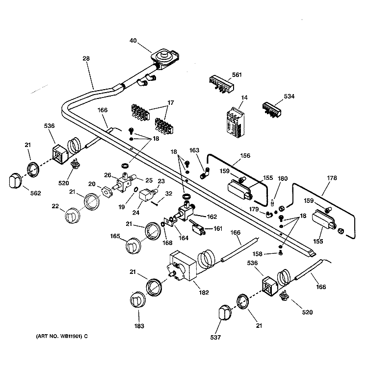 MANIFOLD & CONTROLS Diagram and Parts List for ZDP48L4GWSS  General Electric Range