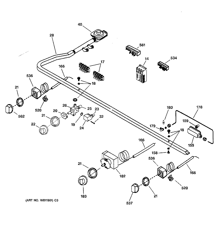 MANIFOLD & CONTROLS Diagram and Parts List for ZDP48L6DWSS  General Electric Range