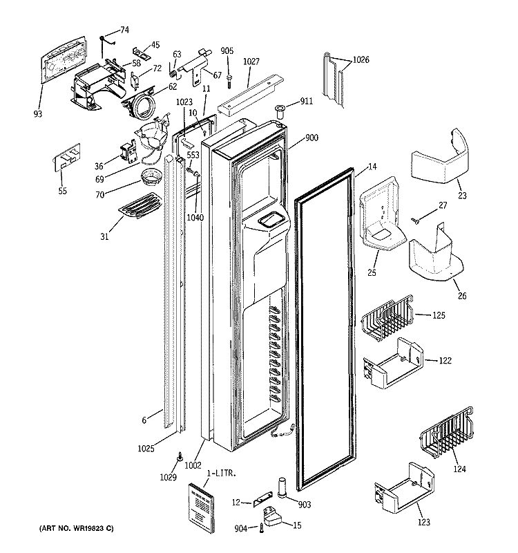 FREEZER DOOR Diagram and Parts List for PSH23PSSBSV  General Electric Refrigerator