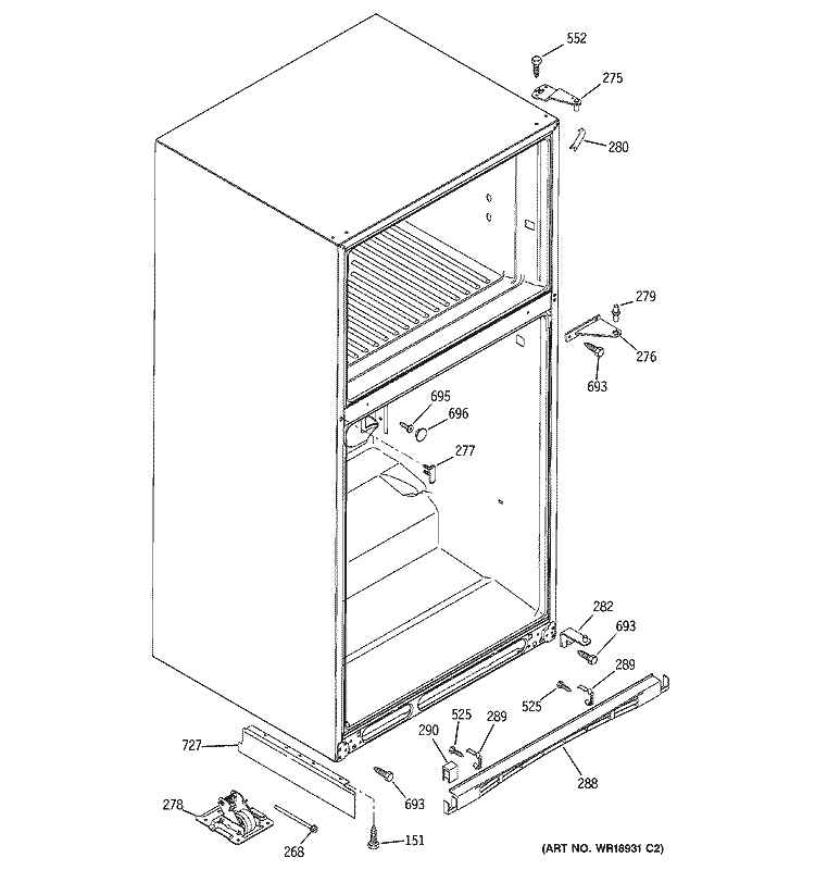 CASE PARTS Diagram and Parts List for GTR22KSSARSS  General Electric Refrigerator