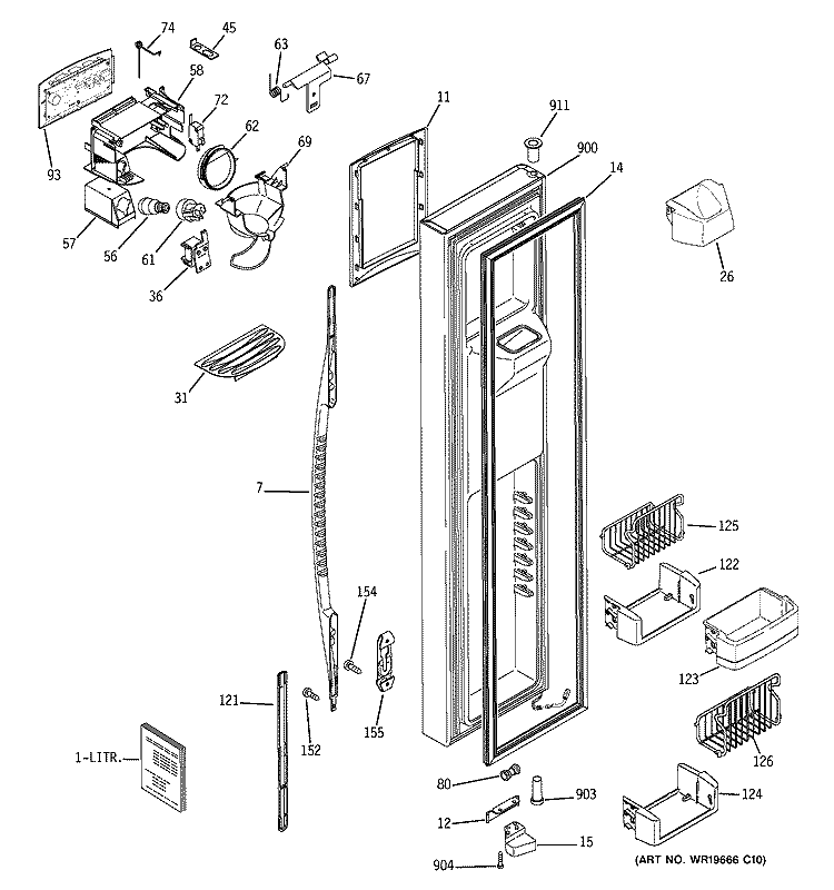 FREEZER DOOR Diagram and Parts List for PSF23NGSAWW  General Electric Refrigerator