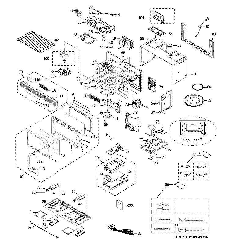MICROWAVE Diagram and Parts List for EMO3000HSS02  General Electric Microwave