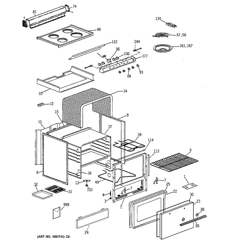 RANGE PARTS Diagram and Parts List for RA524W5  Hotpoint Range