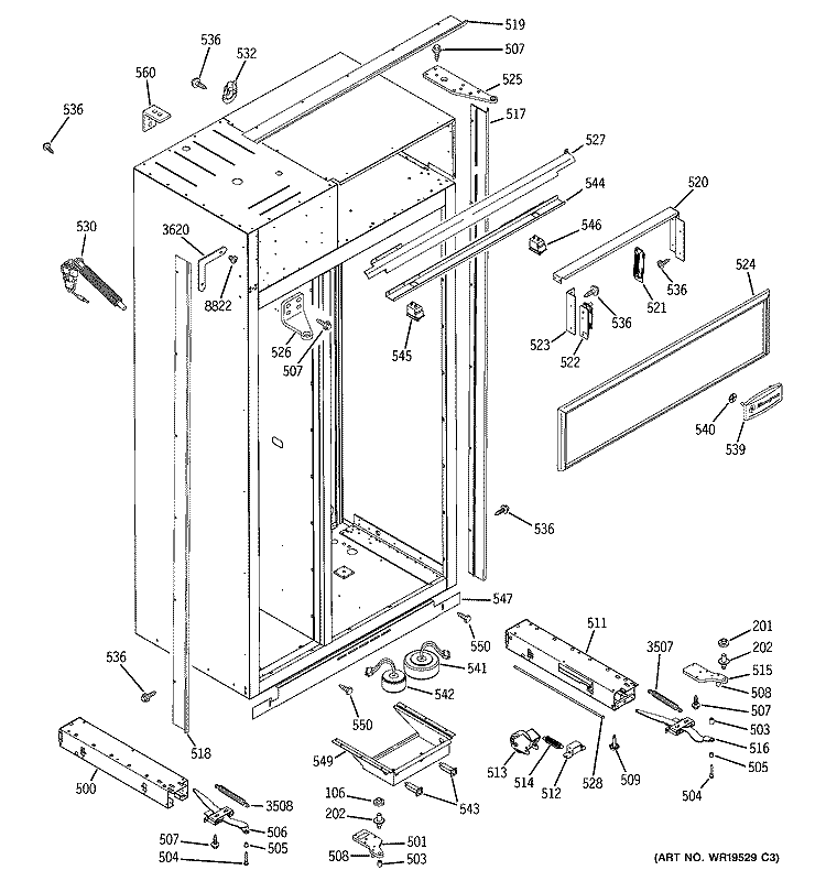 CASE PARTS Diagram and Parts List for ZISS420NRESS  General Electric Refrigerator