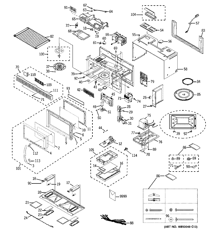 MICROWAVE Diagram and Parts List for EMO3000HSS03  General Electric Microwave