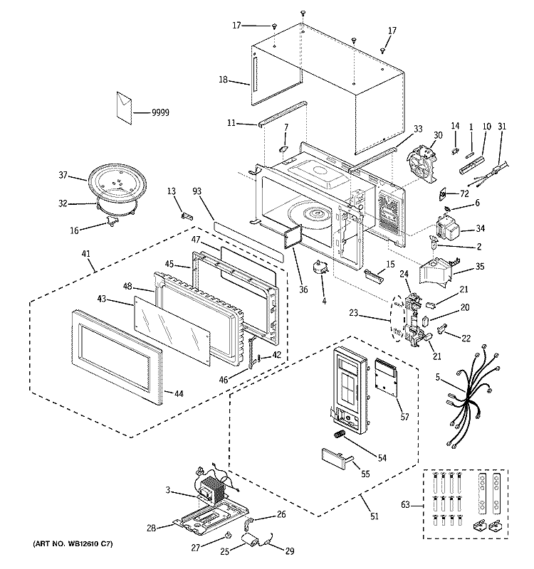 MICROWAVE Diagram and Parts List for JEM25BF01  General Electric Microwave