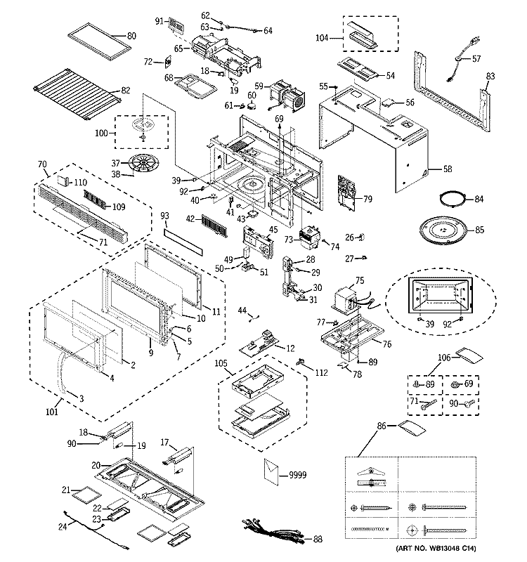 MICROWAVE Diagram and Parts List for JVM1650WH03  General Electric Microwave