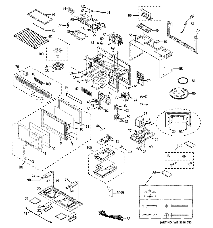 MICROWAVE Diagram and Parts List for JVM1660CH03  General Electric Microwave