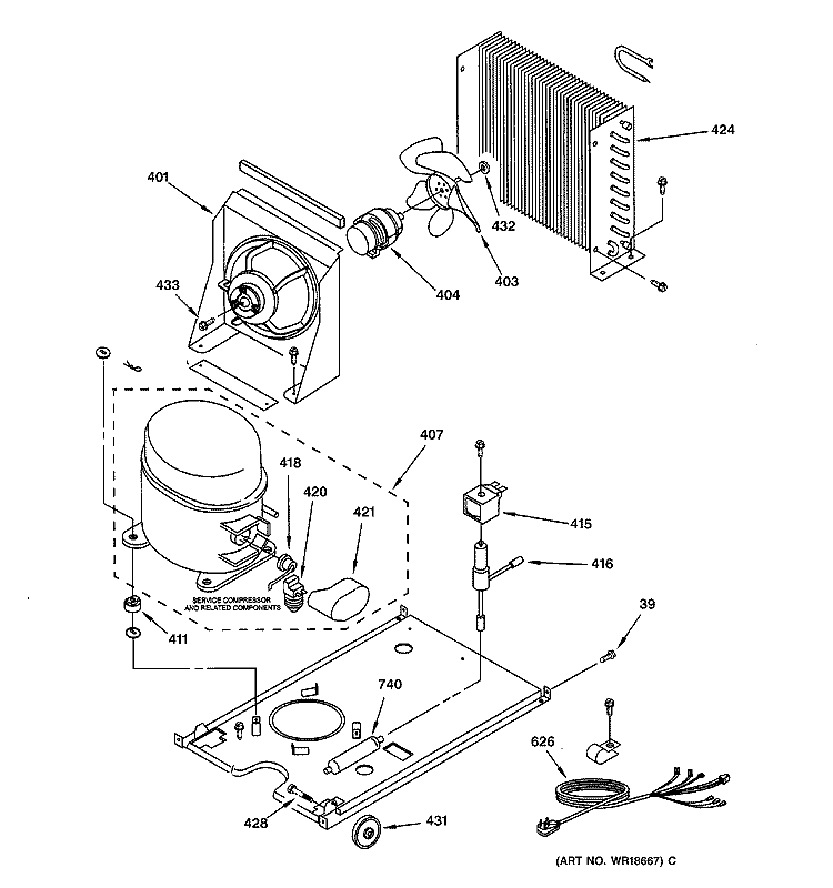 UNIT PARTS Diagram and Parts List for ZDIS15CHSS  General Electric Ice Maker