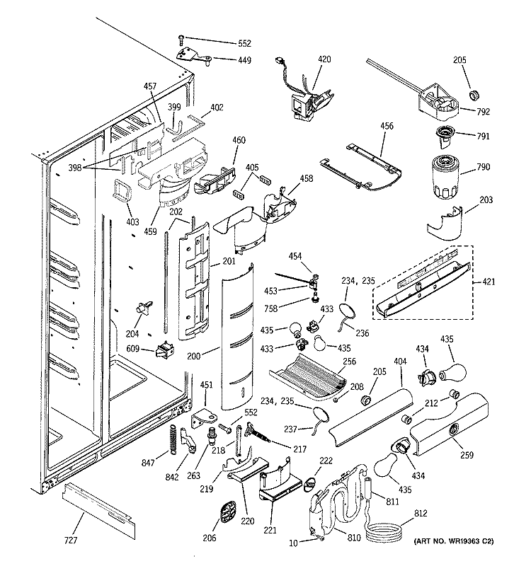 FRESH FOOD SECTION Diagram and Parts List for ZFSB26DNDSS  General Electric Refrigerator