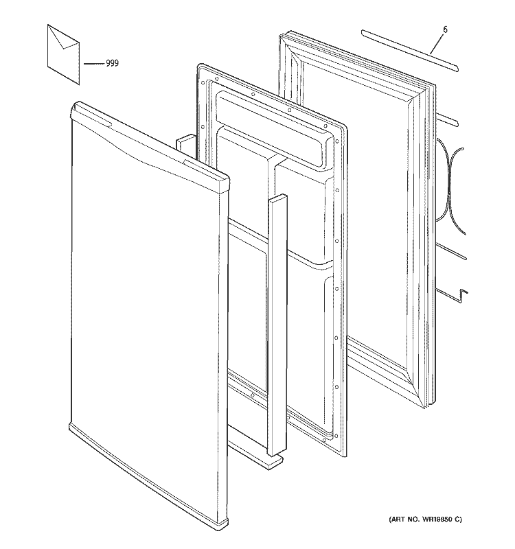 DOOR Diagram and Parts List for SMR03BASWW  General Electric Refrigerator