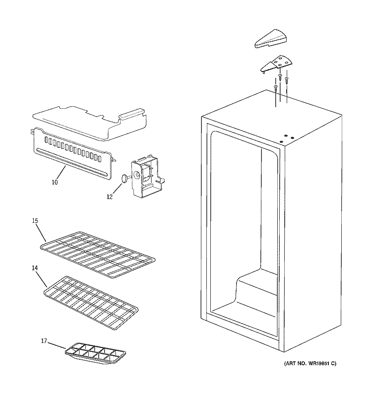 CABINET Diagram and Parts List for SMR03BASWW  General Electric Refrigerator