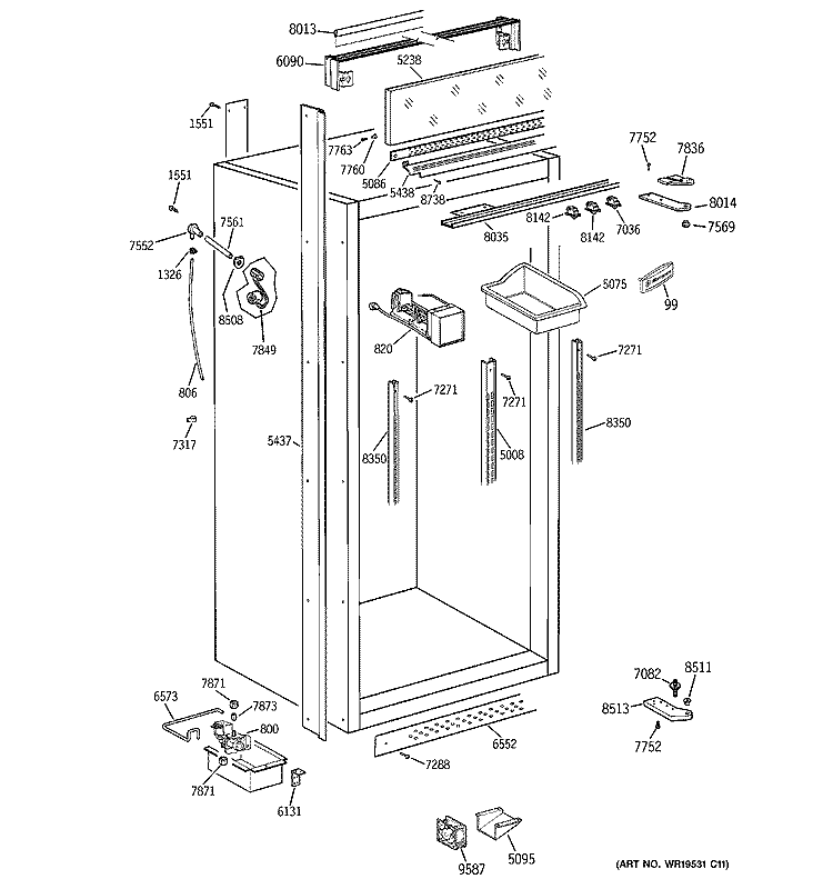 CABINET PARTS 2 Diagram and Parts List for ZIFS36NMCRH  General Electric Freezer