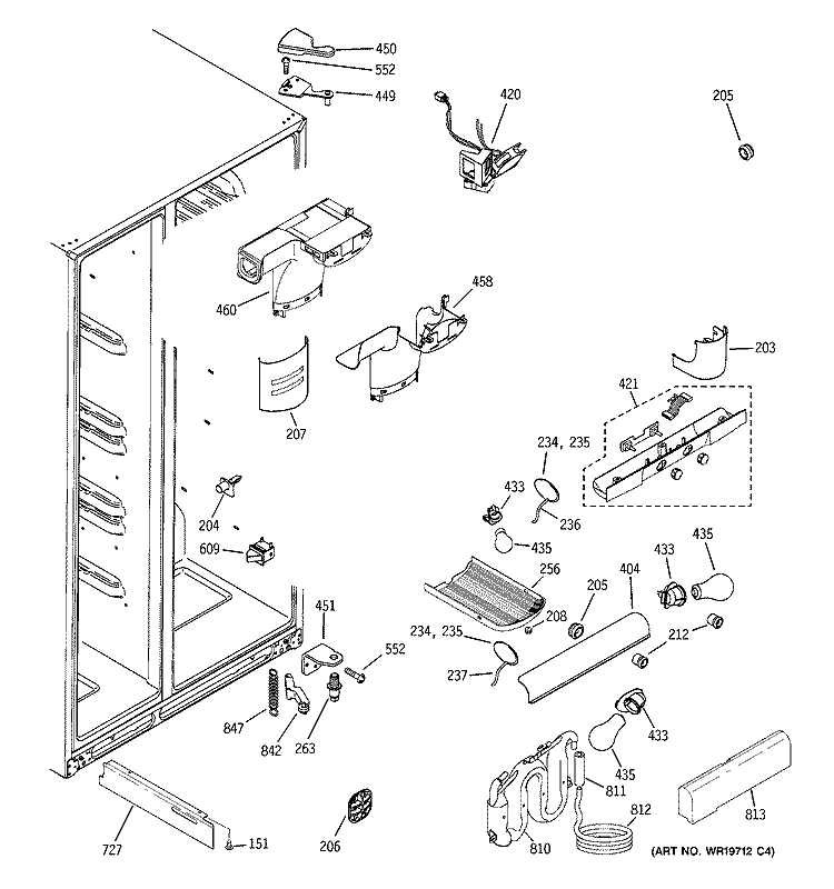 FRESH FOOD SECTION Diagram and Parts List for GCG23YESAFWW  General Electric Refrigerator