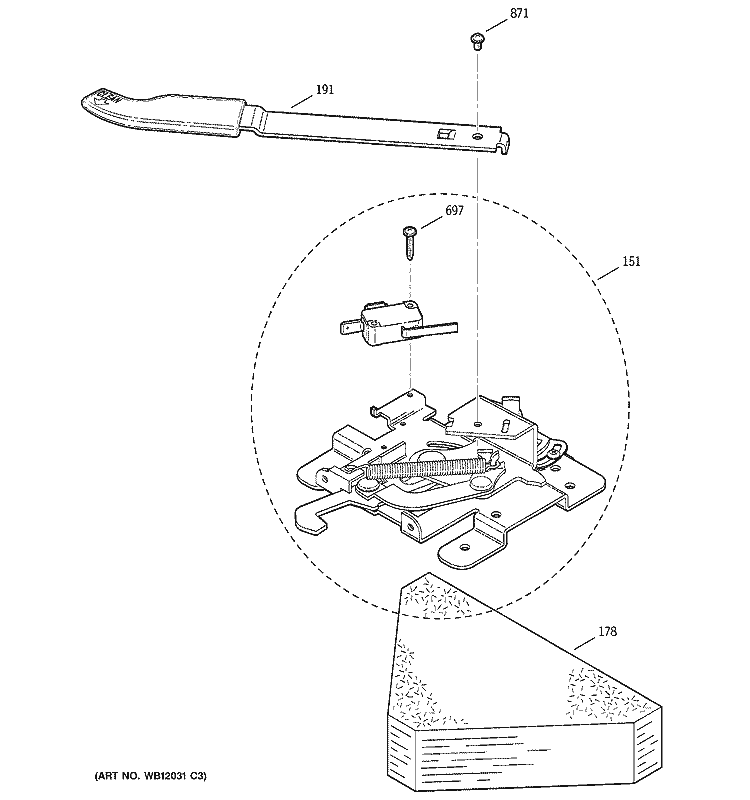 DOOR LOCK Diagram and Parts List for JBP69WD1WW  General Electric Range