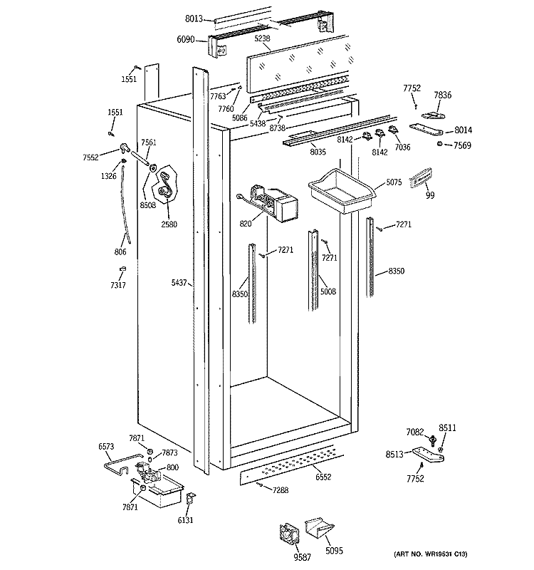 CABINET PARTS 2 Diagram and Parts List for ZIFS36NMERH  General Electric Freezer