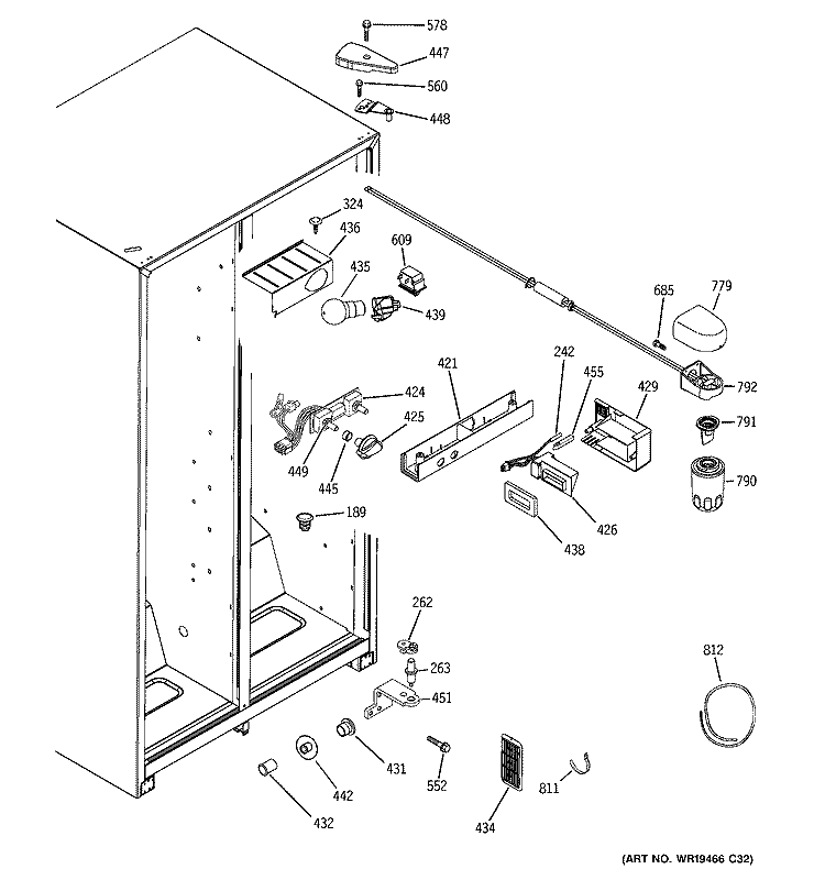 FRESH FOOD SECTION Diagram and Parts List for HSS25GFPJWW  Hotpoint Refrigerator