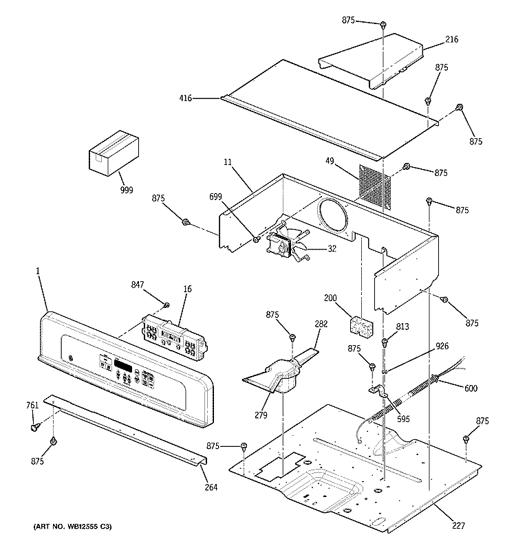 CONTROL PANEL Diagram and Parts List for JCKS06BF3BB  General Electric Wall Oven