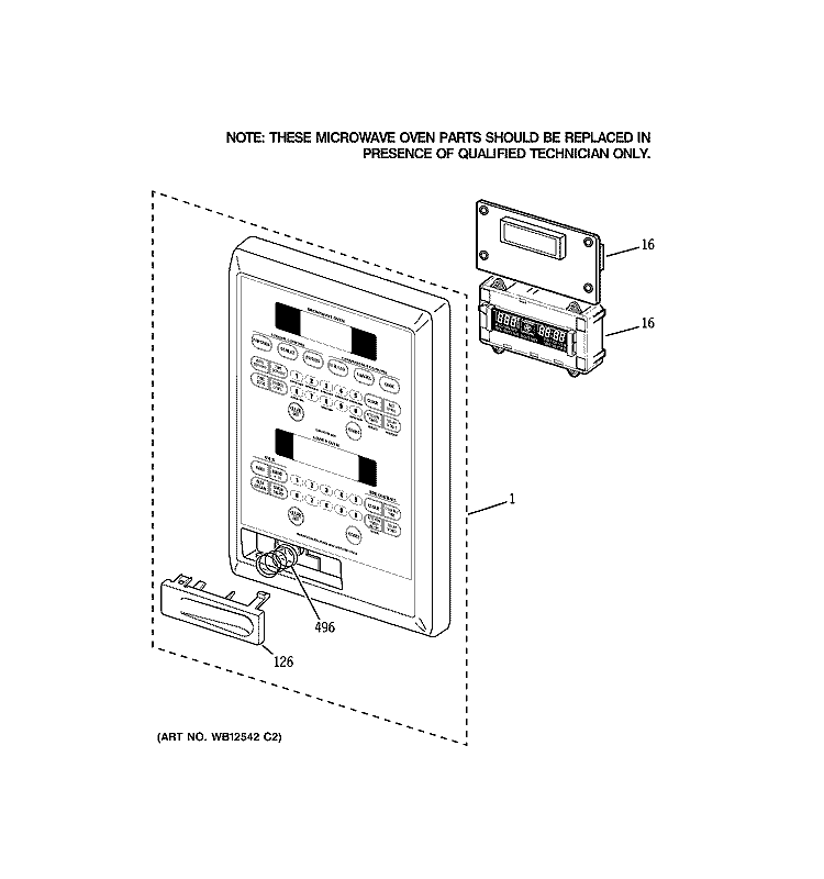 MICROWAVE CONTROL PANEL Diagram and Parts List for JT965SK2SS  General Electric Microwave Oven Combo