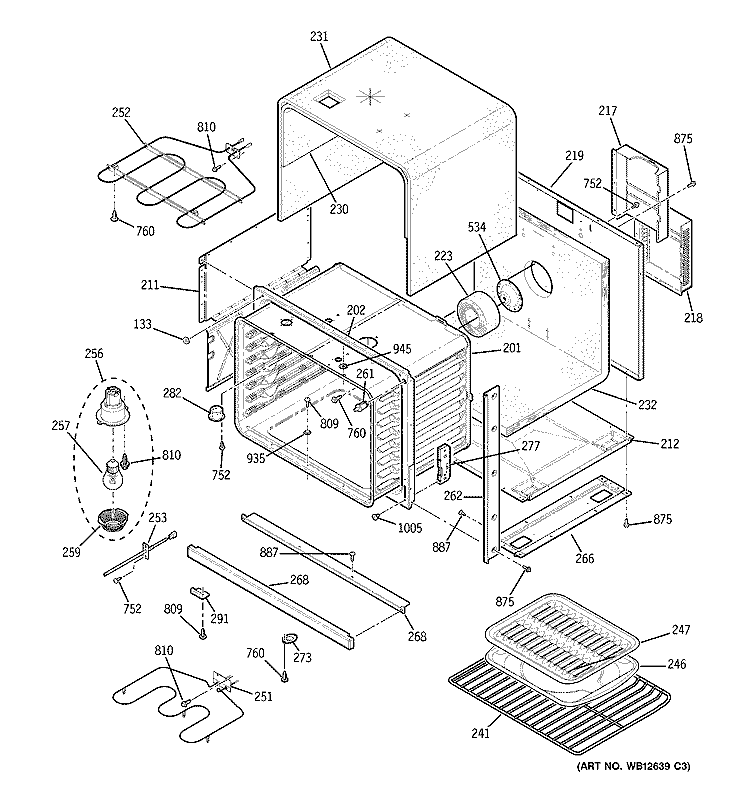 BODY PARTS Diagram and Parts List for JTP25SH4SS  General Electric Wall Oven