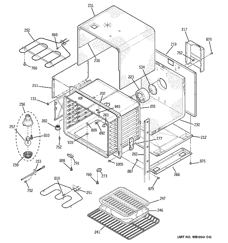 UPPER OVEN Diagram and Parts List for JTP48BF5BB  General Electric Microwave Oven Combo