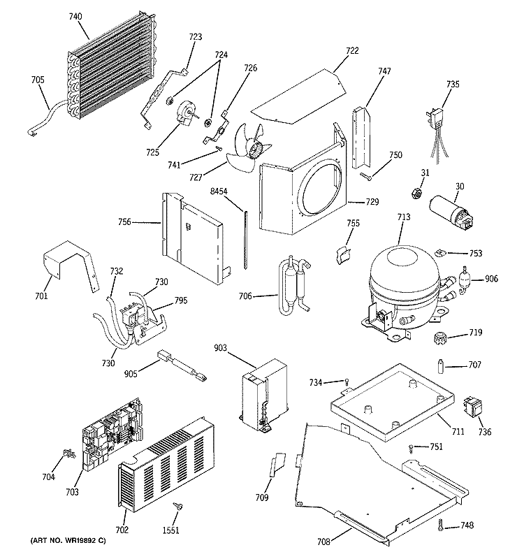 SEALED SYSTEM & MOTHER BOARD Diagram and Parts List for ZISB420DRF  General Electric Refrigerator