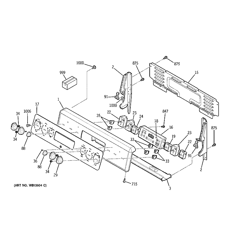 CONTROL PANEL Diagram and Parts List for JBP81SK1SS  General Electric Range