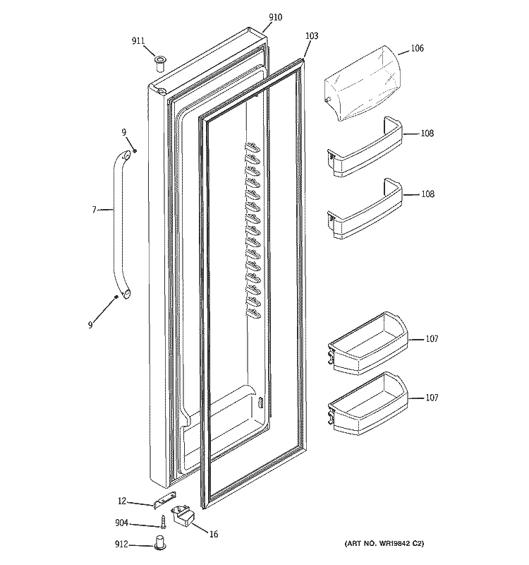 FRESH FOOD DOOR Diagram and Parts List for GSS23SGSASS  General Electric Refrigerator