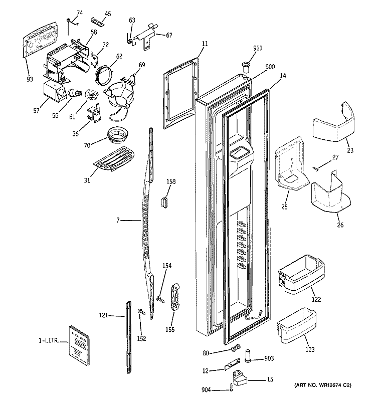 FREEZER DOOR Diagram and Parts List for PSS26LGRDBB  General Electric Refrigerator