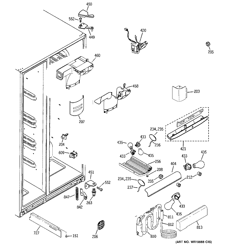 FRESH FOOD SECTION Diagram and Parts List for GCG23YESAFSS  General Electric Refrigerator