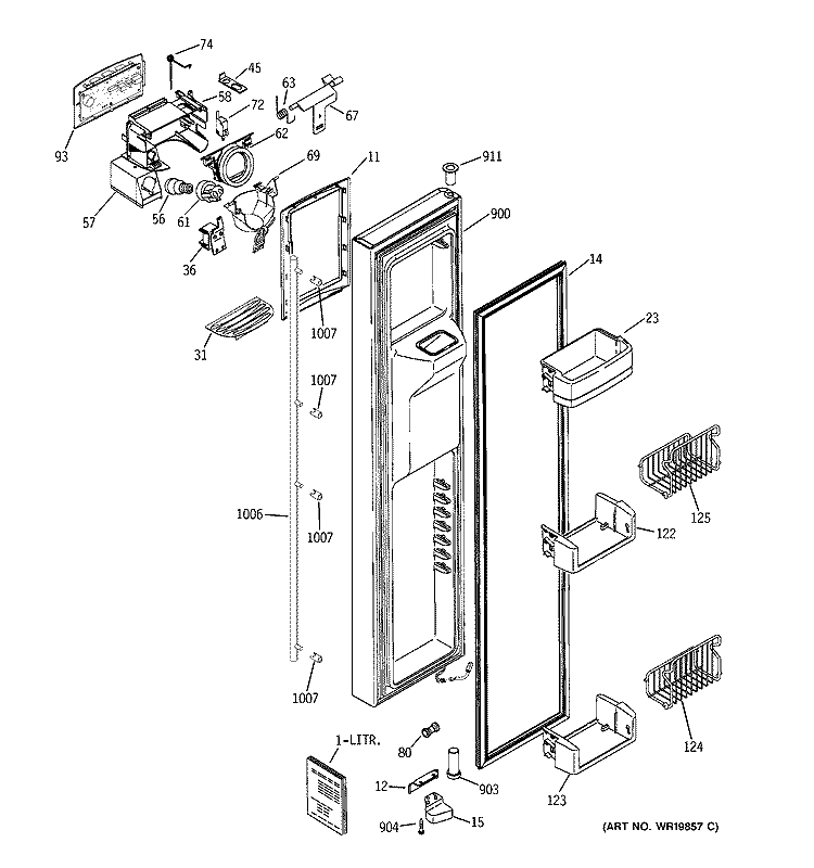 FREEZER DOOR Diagram and Parts List for ZCG23SGSBSS  General Electric Refrigerator