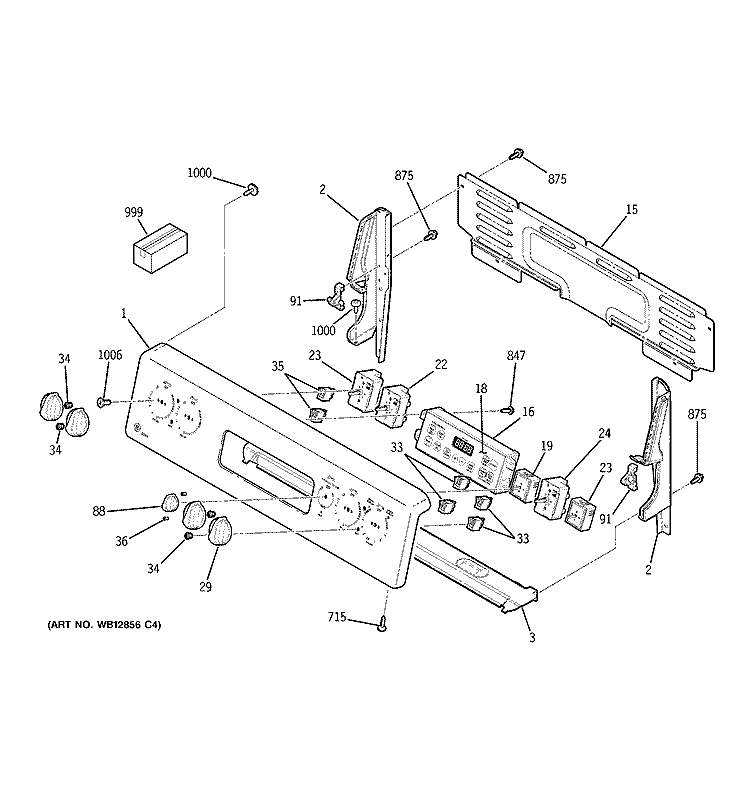 CONTROL PANEL Diagram and Parts List for JBP71CK1CC  General Electric Range