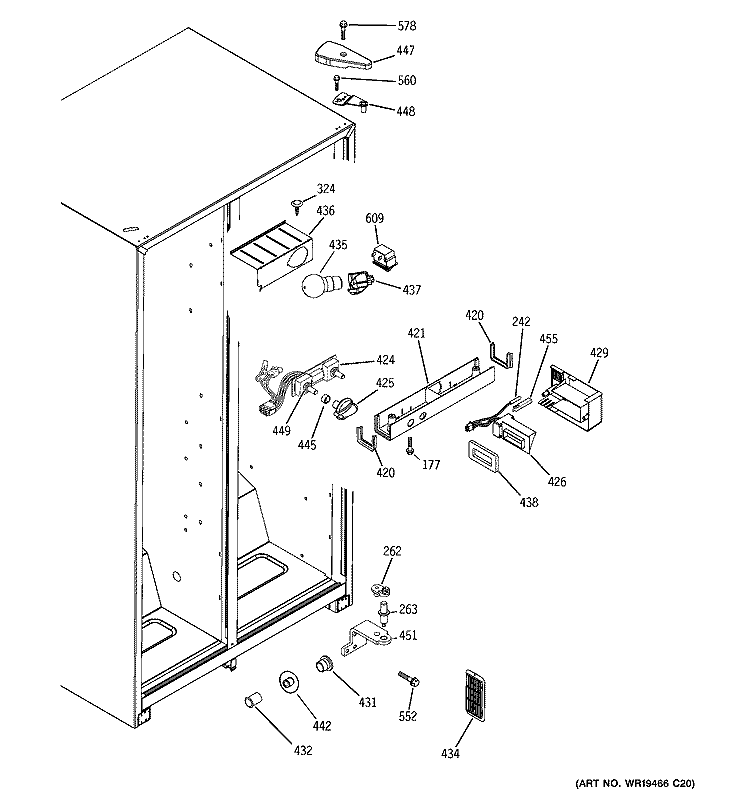 FRESH FOOD SECTION Diagram and Parts List for GSS20DBPJCC  General Electric Refrigerator