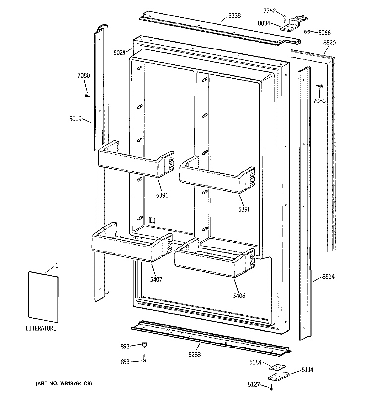 FREEZER DOOR Diagram and Parts List for ZIF36NMFLH  General Electric Freezer