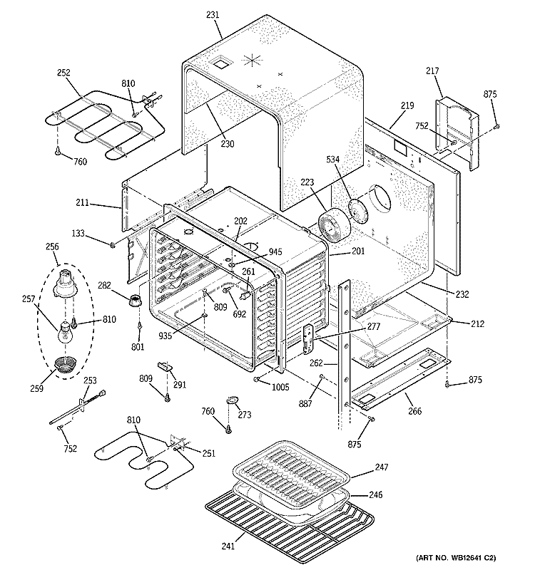 UPPER OVEN Diagram and Parts List for JTP28CF5CC  General Electric Microwave Oven Combo