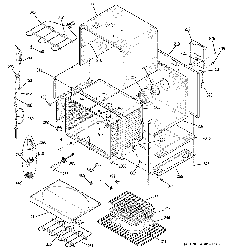UPPER OVEN Diagram and Parts List for JT952BF6BB  General Electric Microwave Oven Combo