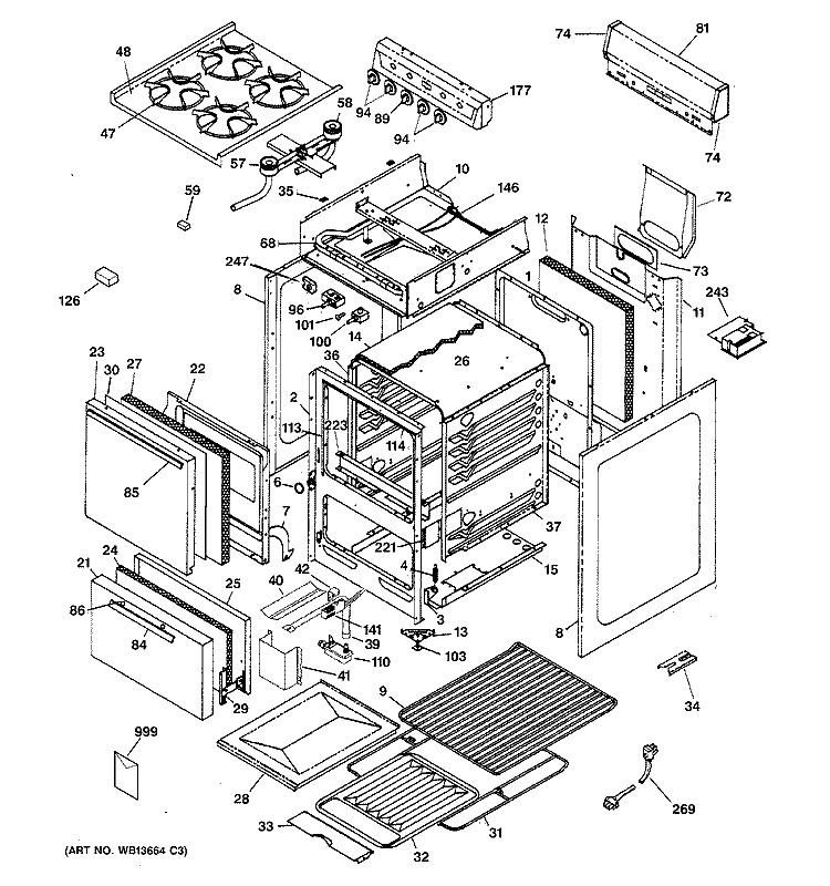 RANGE PARTS Diagram and Parts List for RGA520EWA  Hotpoint Range