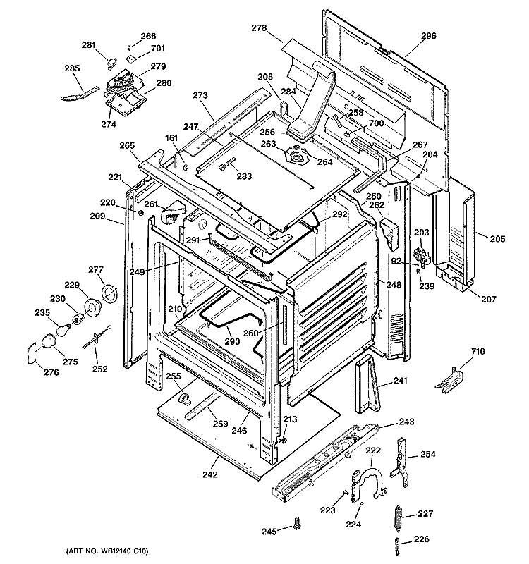 BODY PARTS Diagram and Parts List for RB790WK1WW  Hotpoint Range