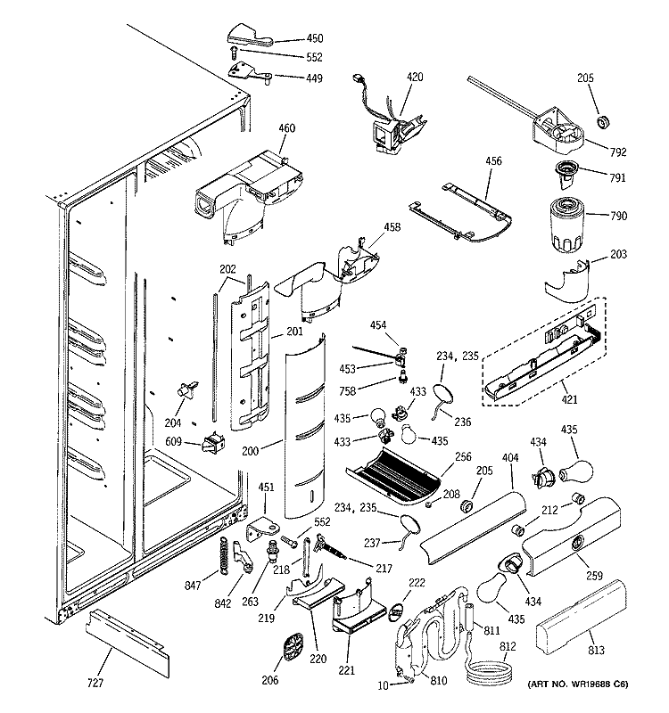 FRESH FOOD SECTION Diagram and Parts List for PSK27NGSACCC  General Electric Refrigerator