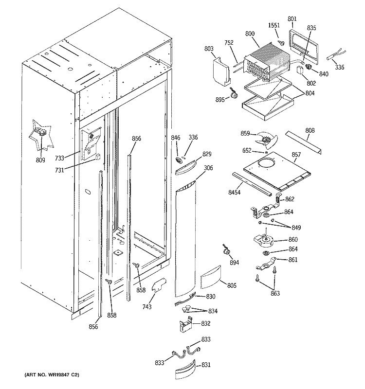 FREEZER SECTION Diagram and Parts List for ZSGS420DMDSS  General Electric Refrigerator