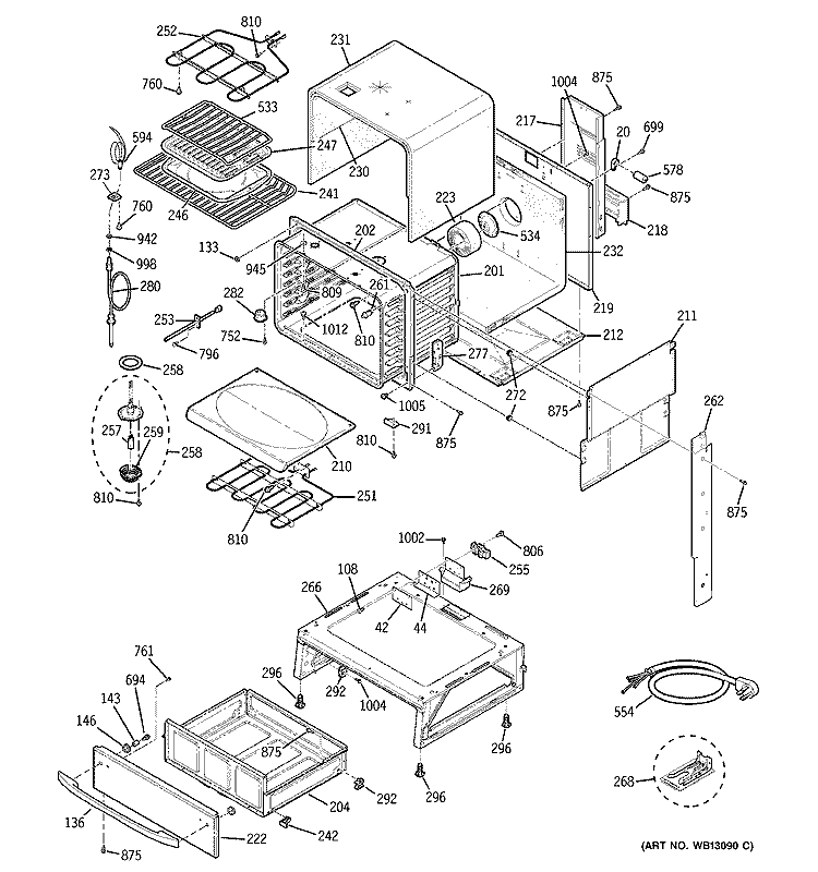 BODY PARTS Diagram and Parts List for JCS968BF6BB  General Electric Range