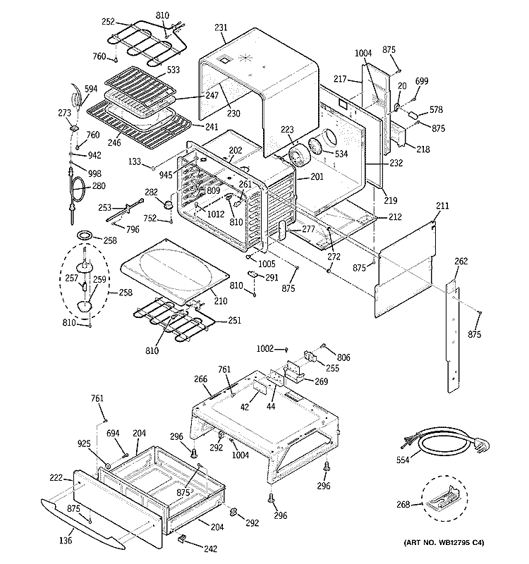 BODY PARTS Diagram and Parts List for JCS968SF6SS  General Electric Range