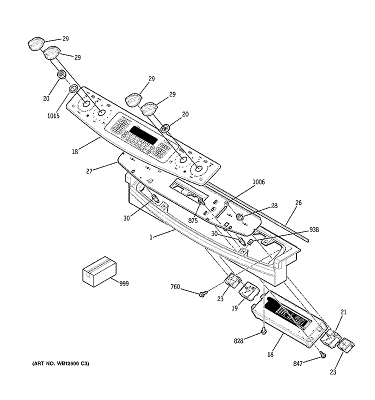 CONTROL PANEL Diagram and Parts List for JD968SF6SS  General Electric Range